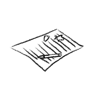 A letter with a pen on it, The icon for the Writings Page.