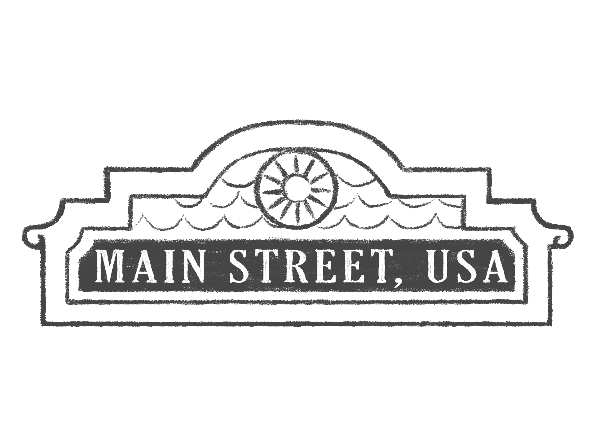 Logo of Main Street USA, from Nighttime Burglary in Disneyland, a short story
